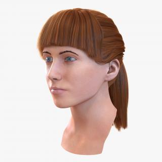 3D Female Caucasian Head with Hair