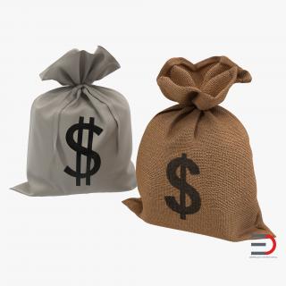 3D Dollar Money Bags Collection model