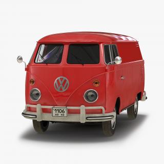3D Volkswagen Type 2 Panel Van Red