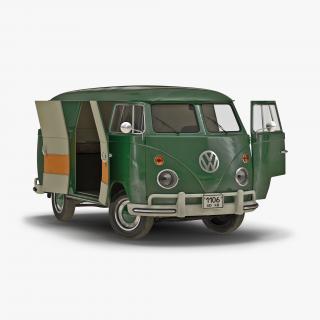 Volkswagen Type 2 Panel Van Rigged Green 2 3D