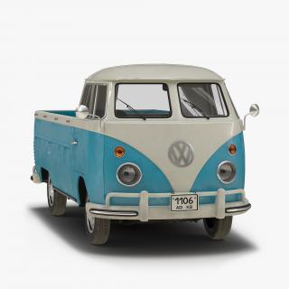 3D Volkswagen Type 2 Single Cab Pick Up Blue 2 model