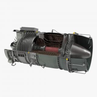 3D model Turbojet Engine Sectioned