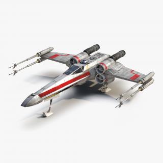 3D Star Wars X-Wing Starfighter and R2D2 Red 2 model