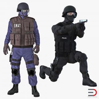 3D model SWAT Rigged Policemans 3D Models Collection 3