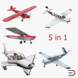 3D model Private Airplanes Rigged Collection