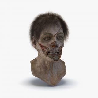 3D model Zombie Head 3D Model with Hair