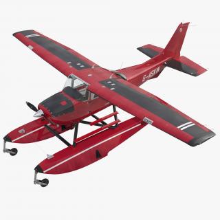 3D Cessna 172 Red Seaplane model