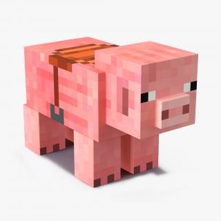 3D model Minecraft Pig with Saddle