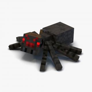 3D Minecraft Spider Rigged model