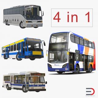 3D model Rigged Buses Collection 2