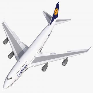 3D Boeing 747-400 Lufthansa Rigged