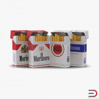 Opened Cigarettes Packs Collection 3D model