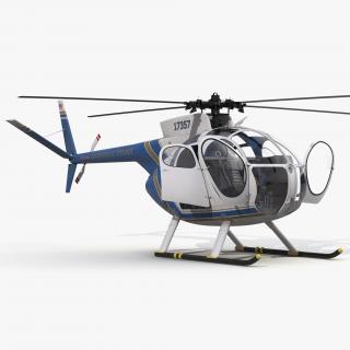 Light Helicopter Hughes OH-6 Cayuse Rigged Police 3D model