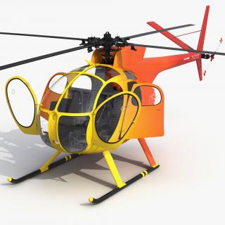 Light Helicopter Hughes OH-6 Cayuse Rigged 3D