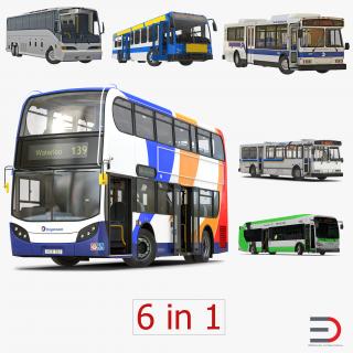 3D model Rigged Buses Collection 4