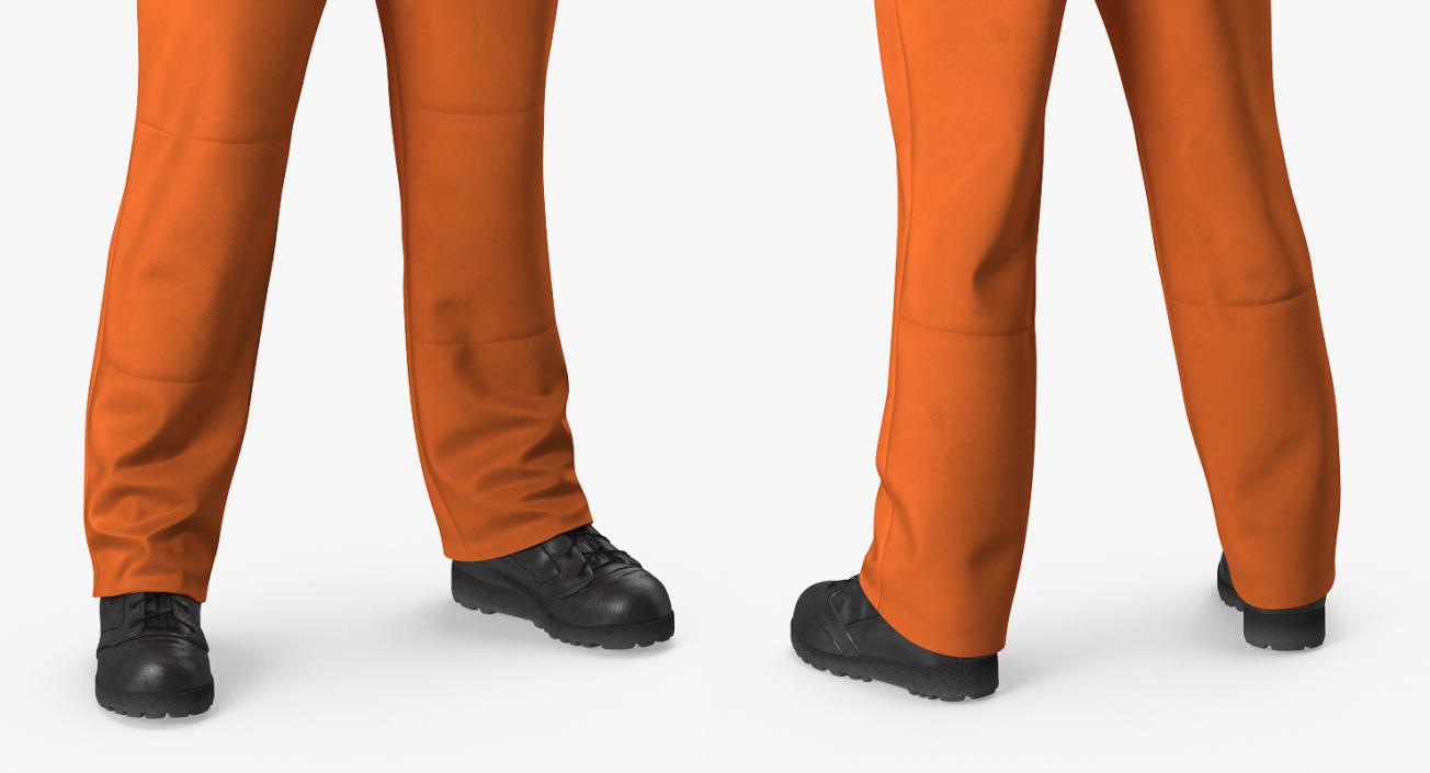 Factory Worker Orange Overalls Standing Pose 3D model
