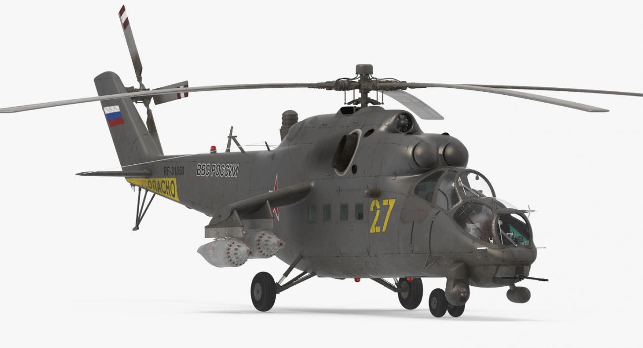 3D Russian Large Helicopter Gunship Mi 35M 2