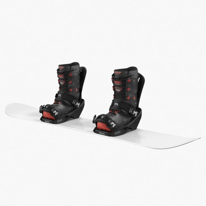 3D model Snowboard with Nitro Staxx Bindings and Boots