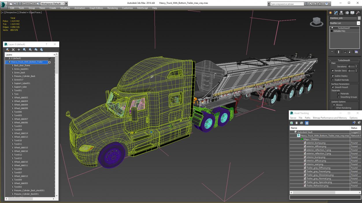 3D Heavy Truck With Bottom Trailer