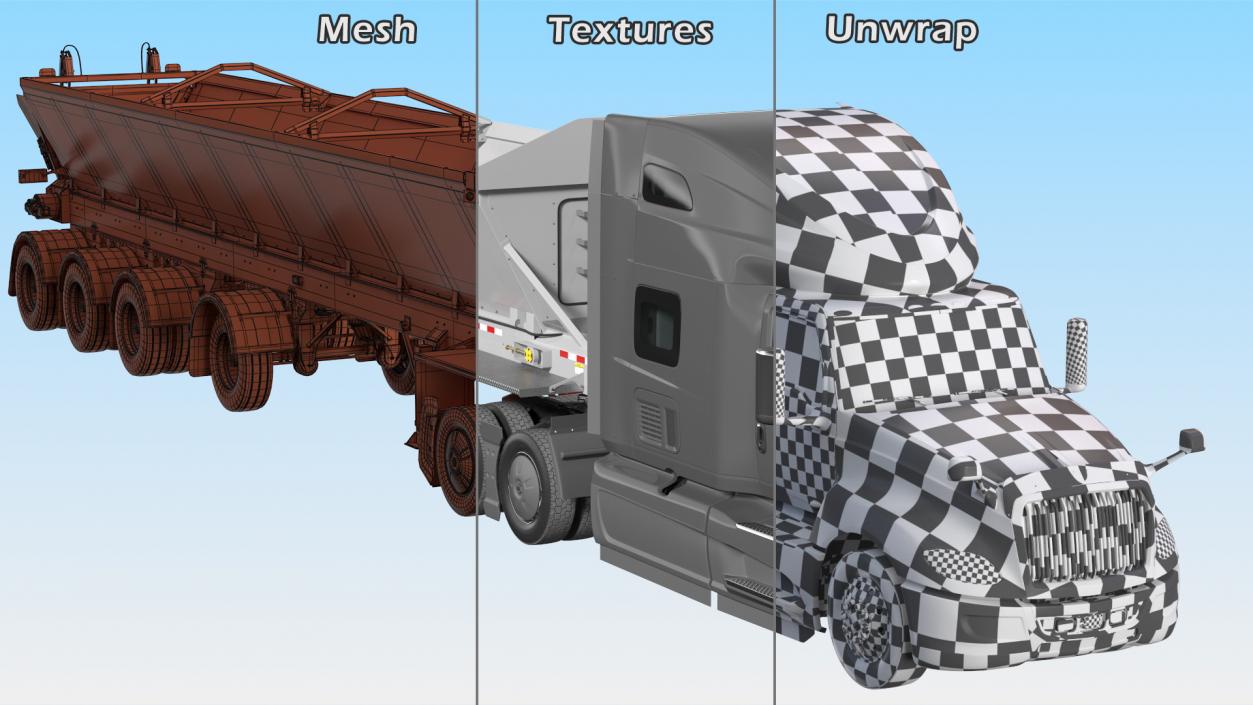 3D Heavy Truck With Bottom Trailer