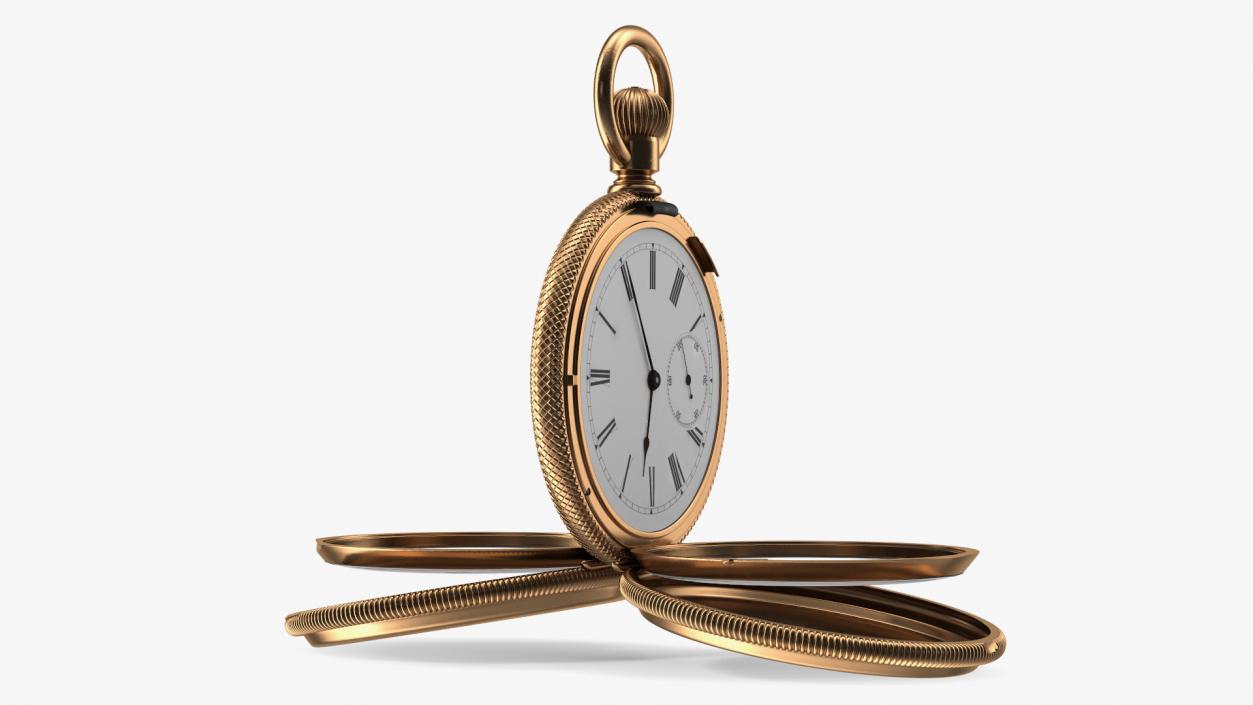 3D Vintage Brass Pocket Watch Open