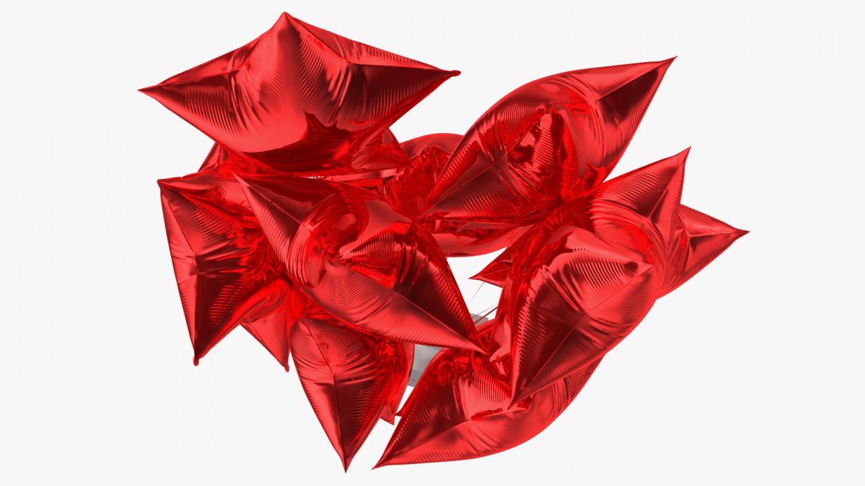 3D Red Star Balloon Bouquet with Gift Box model