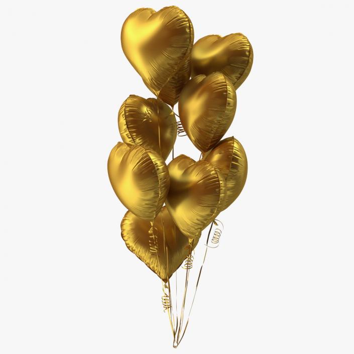 3D Helium Matte Gold Heart Shape Balloons Bouquet