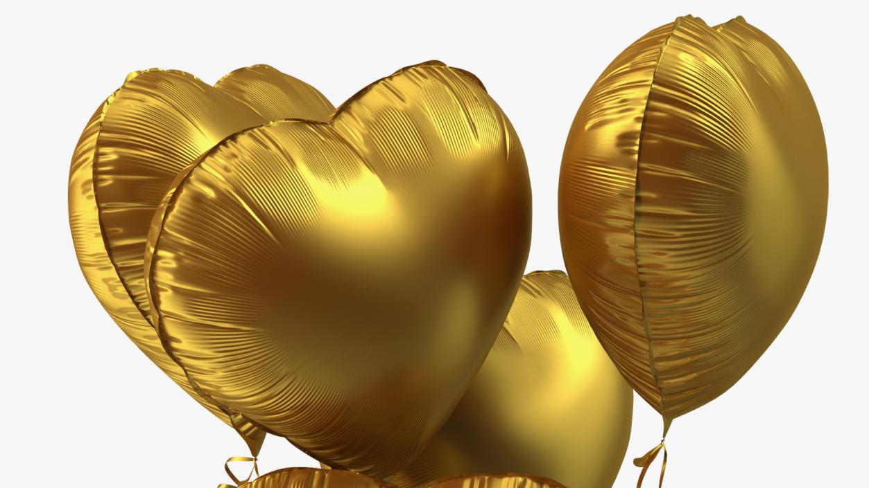 3D Helium Matte Gold Heart Shape Balloons Bouquet