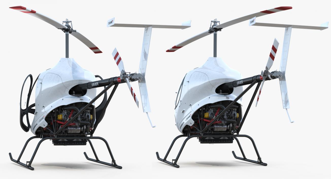 3D Ultra Light Helicopter Cicare 8 Rigged model