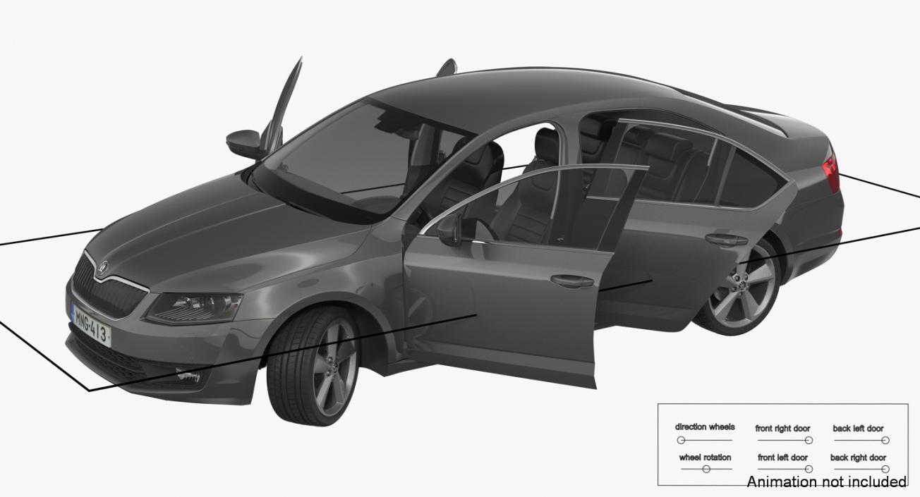 3D model Skoda Octavia 2016 Rigged