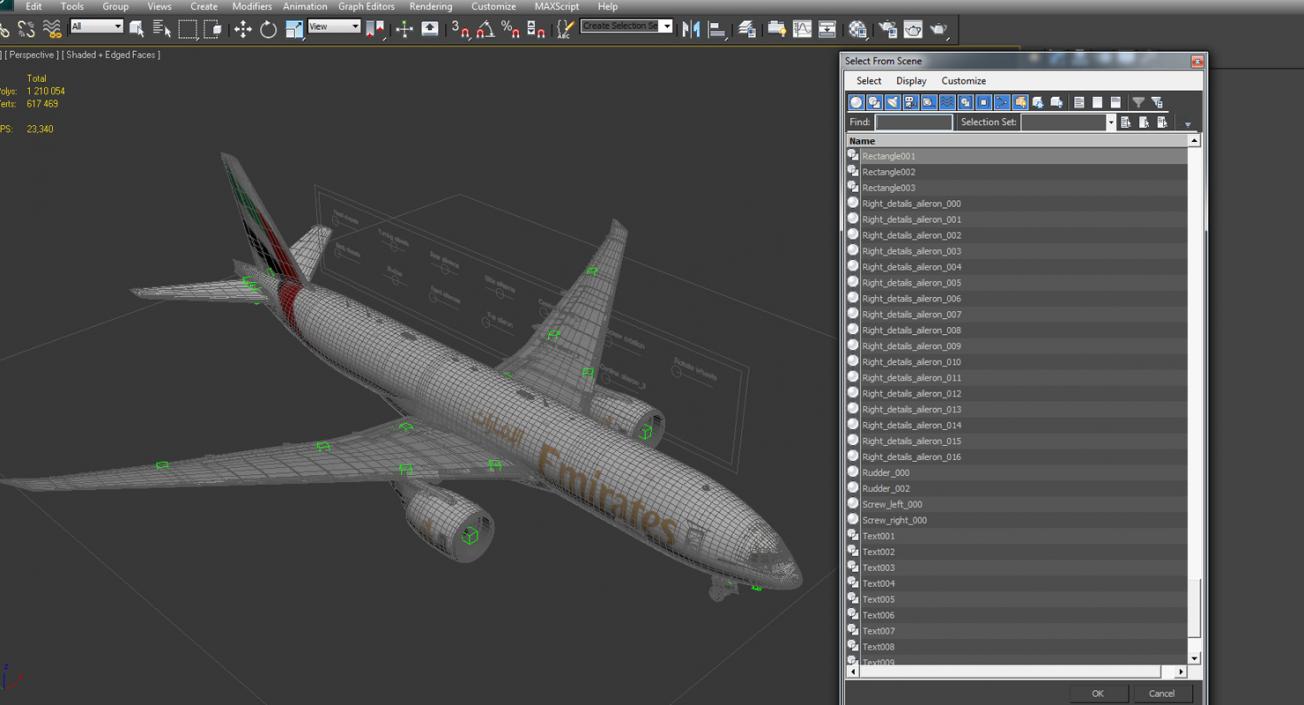 3D model Boeing 777 Freighter Emirates Airlines Rigged