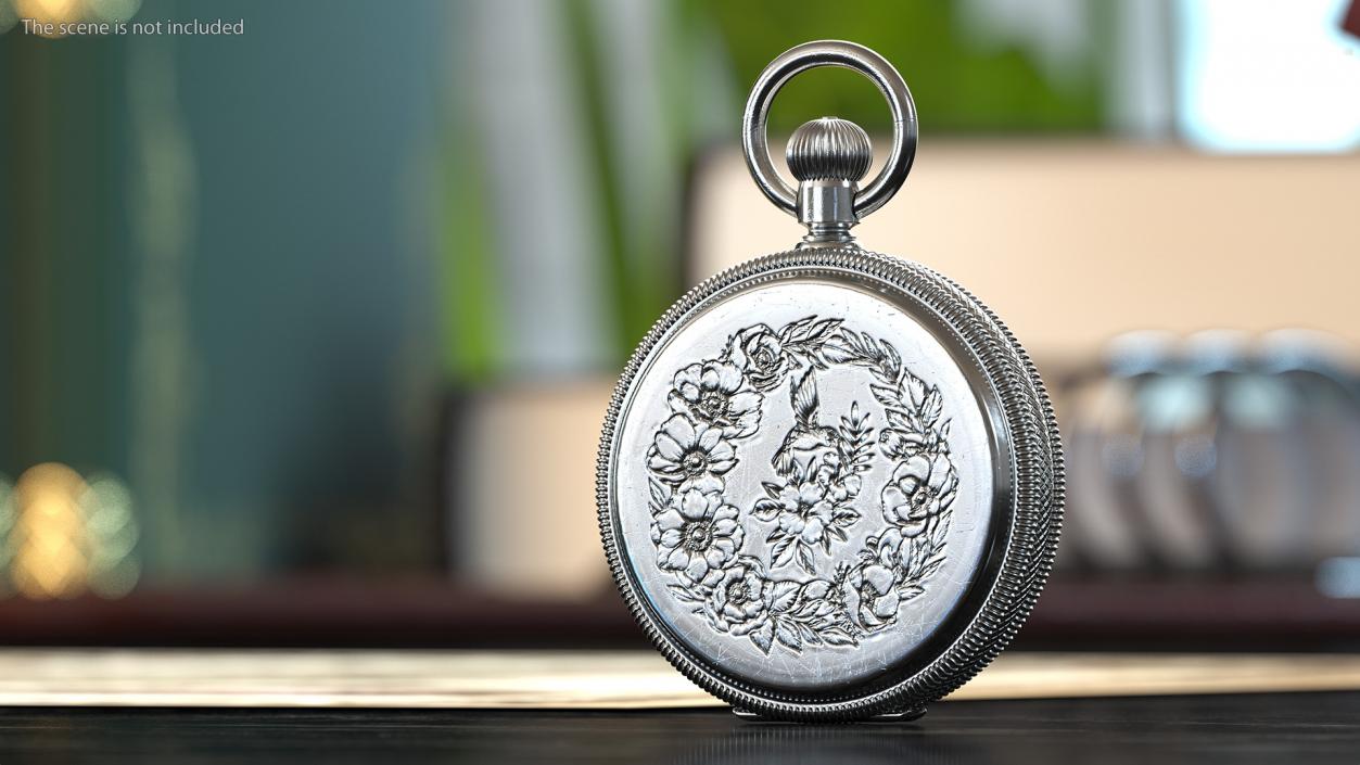 Silver Tiffany Pocket Watch Closed 3D model