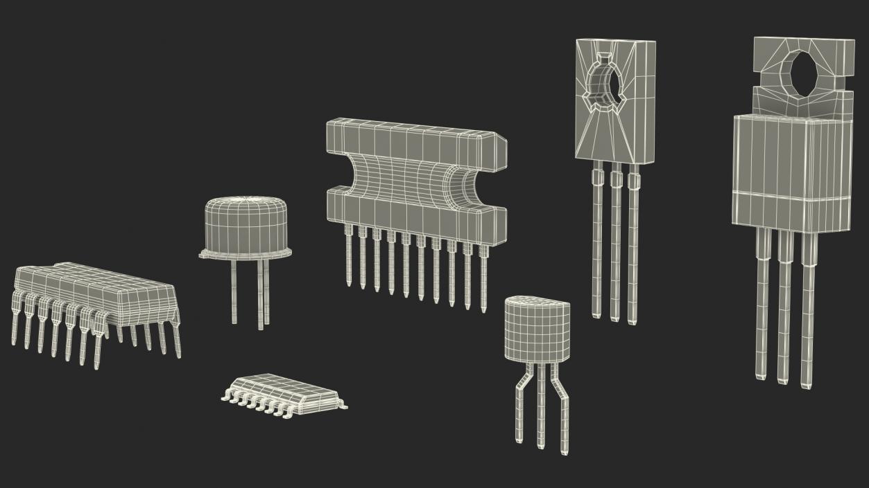 3D Active Electronics Components Set model