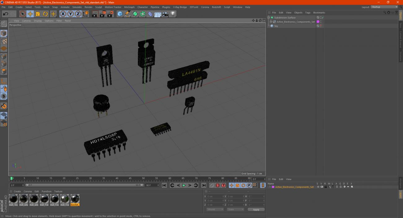 3D Active Electronics Components Set model