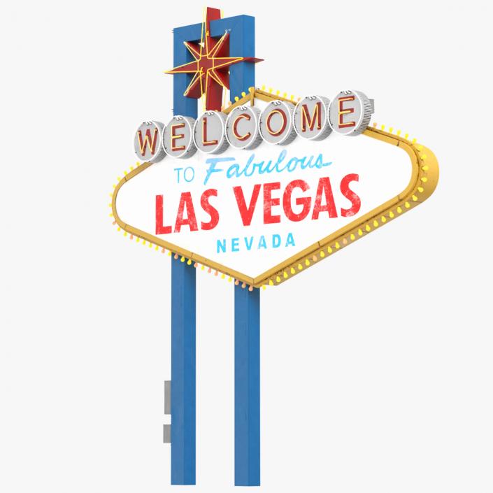 3D Welcome Las Vegas Sign Light On