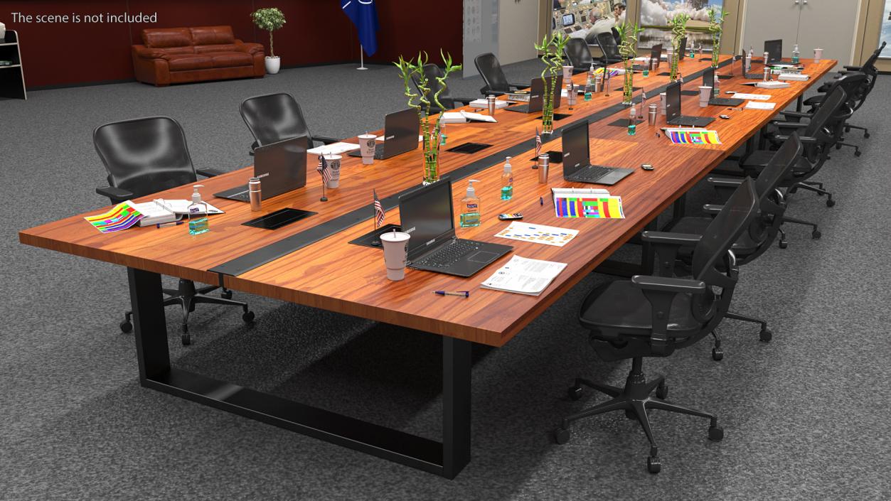 Conference Table with Power Outlets Set 3D model