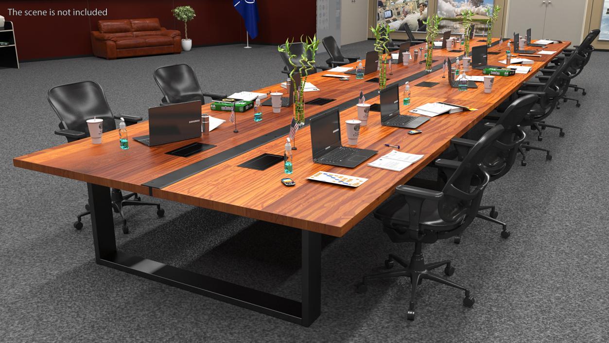 Conference Table with Power Outlets Set 3D model