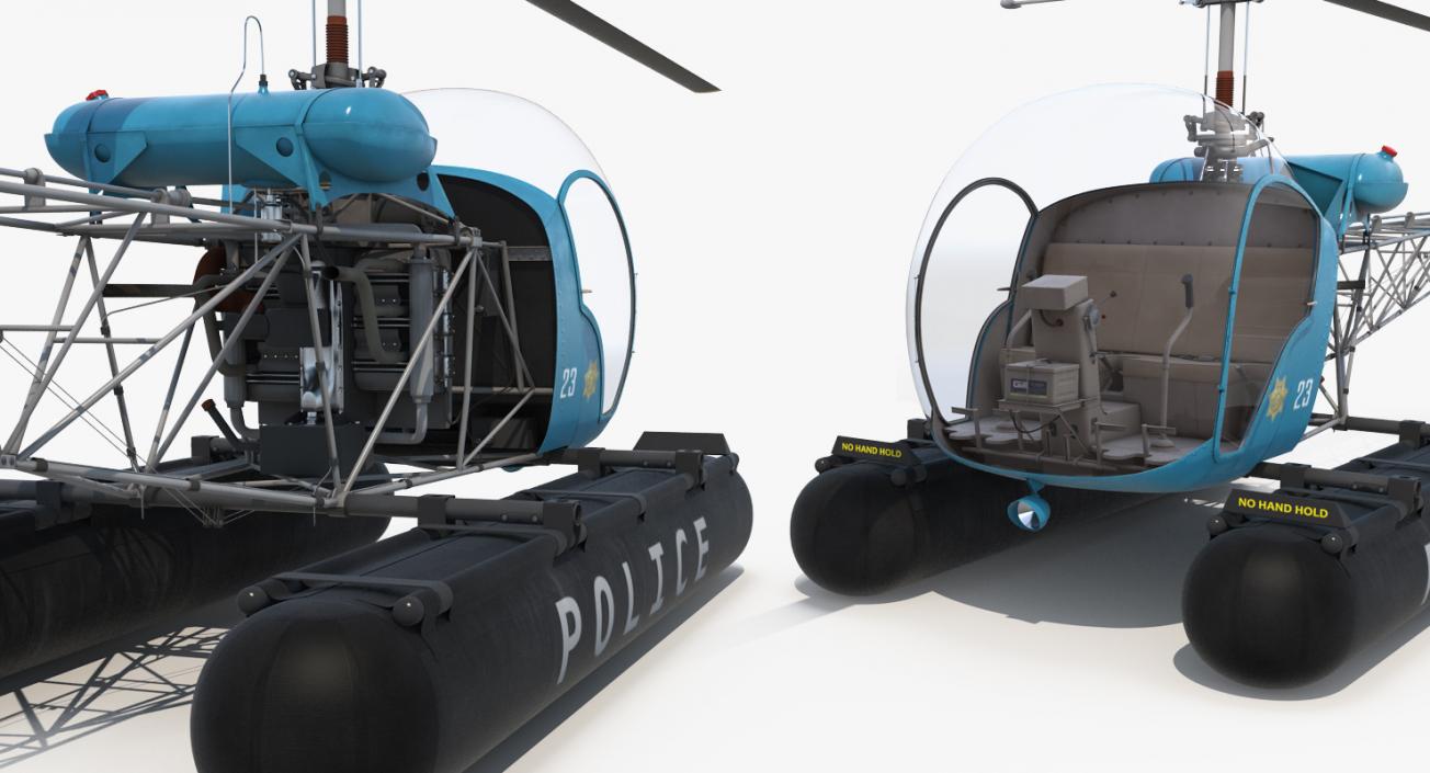 3D Bell 47 On Floats Police Rigged