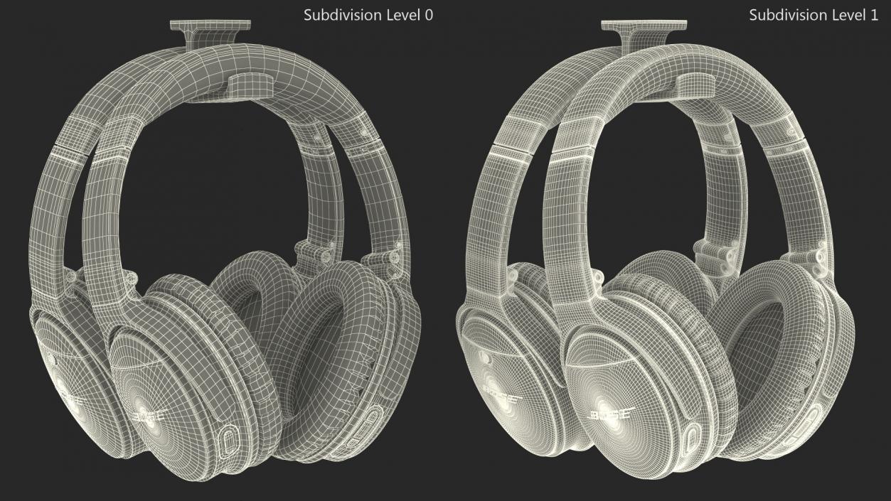 3D Black Bose Quiet Comfort Headphones on Under-Desk Holder
