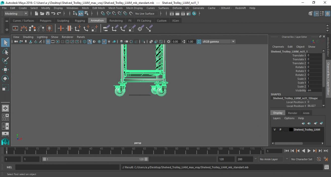 3D model Shelved Trolley LIAM