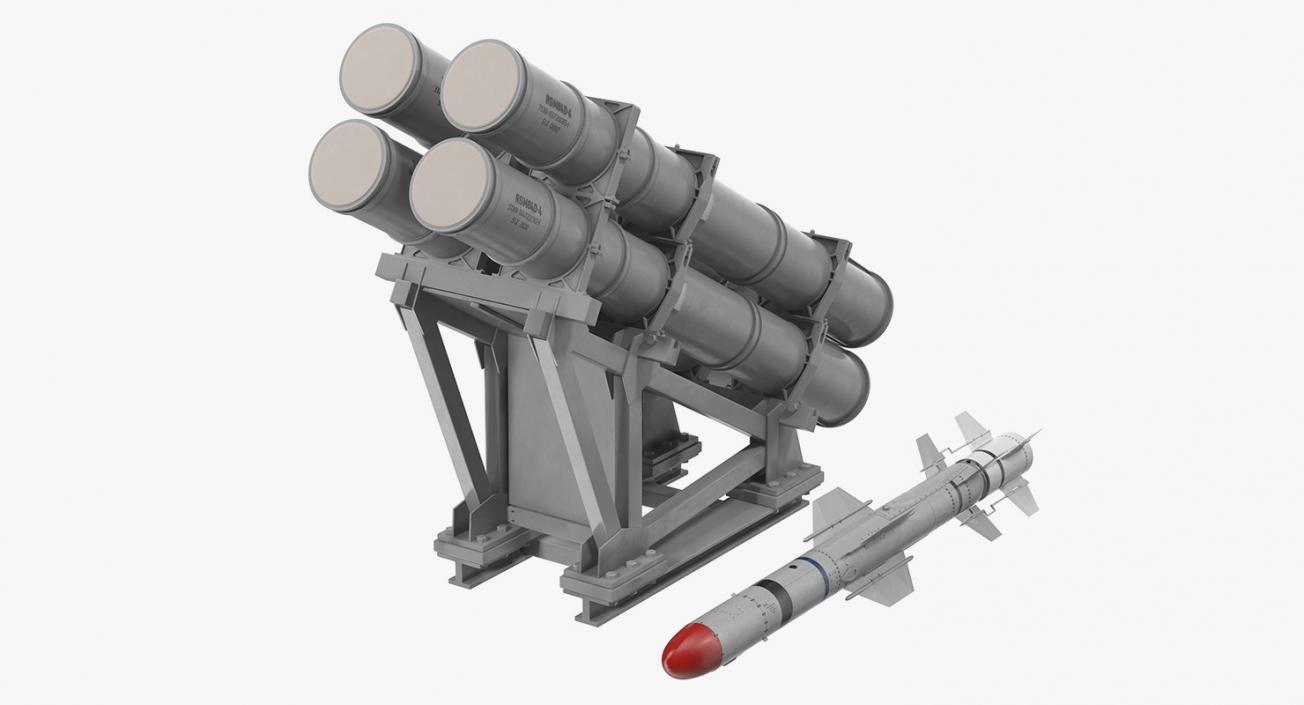 3D MK 141 Launching System RGM With Harpoon Anti Ship Missile model