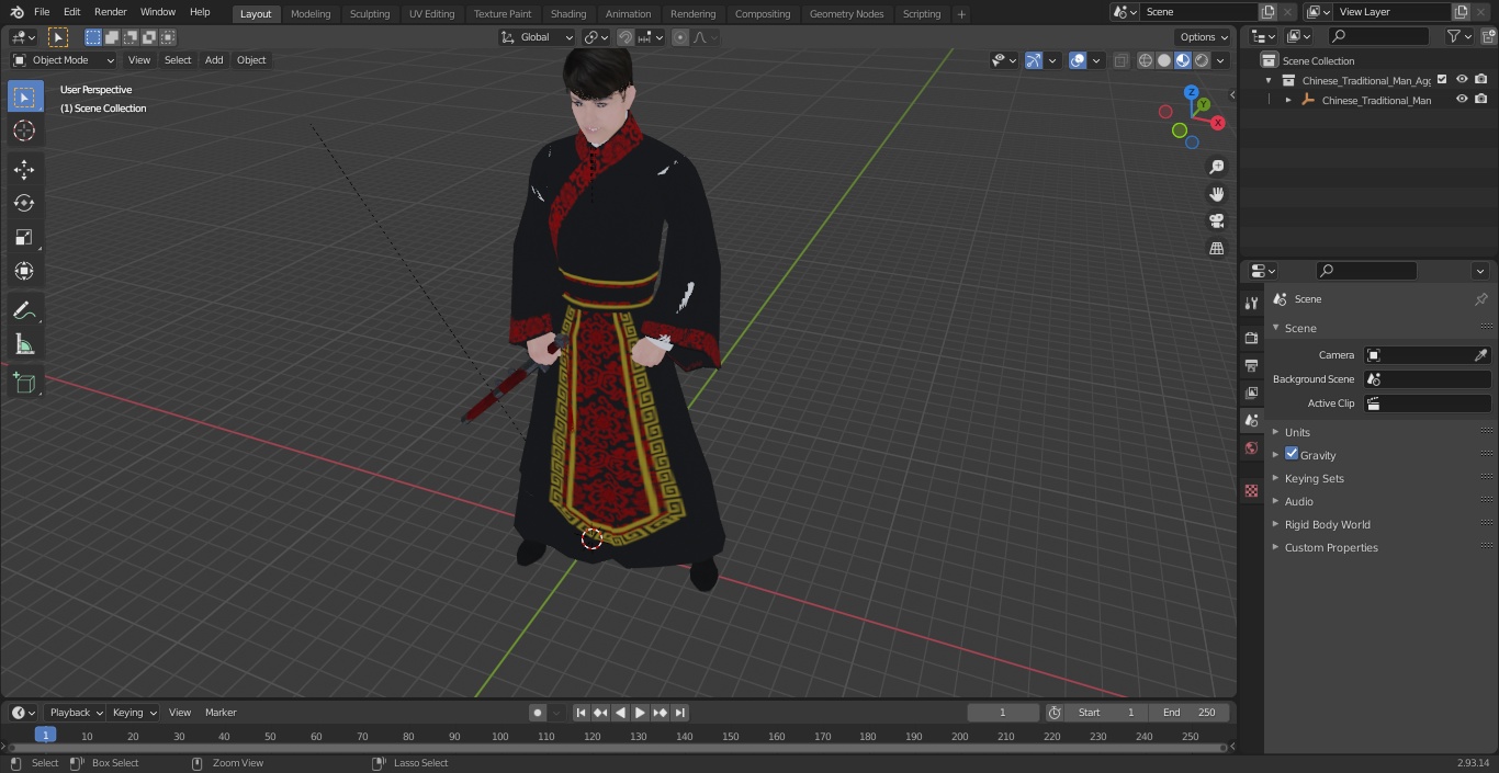 Chinese Traditional Man Aggressive Pose 3D model