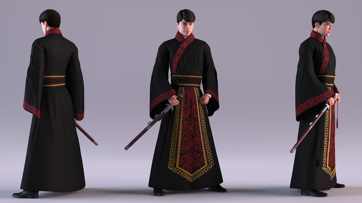 Chinese Traditional Man Aggressive Pose 3D model