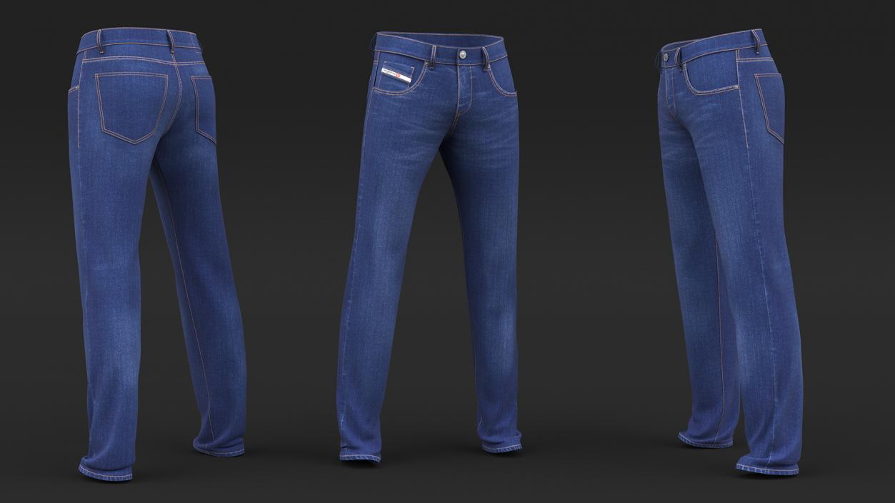 3D model Dressed Diesel Mens Jeans Dark Blue