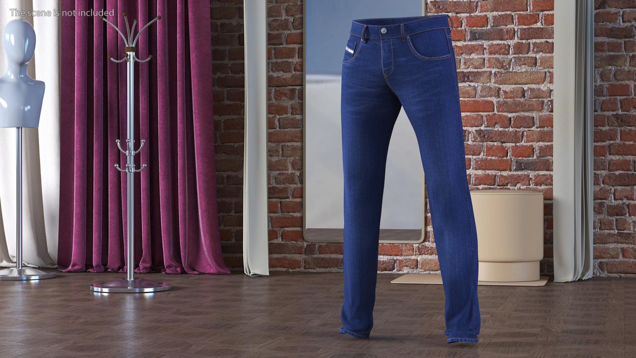 3D model Dressed Diesel Mens Jeans Dark Blue