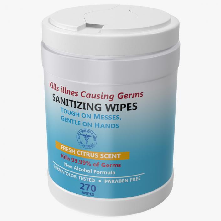 3D model Sanitizing Wipes 270 Count Canister