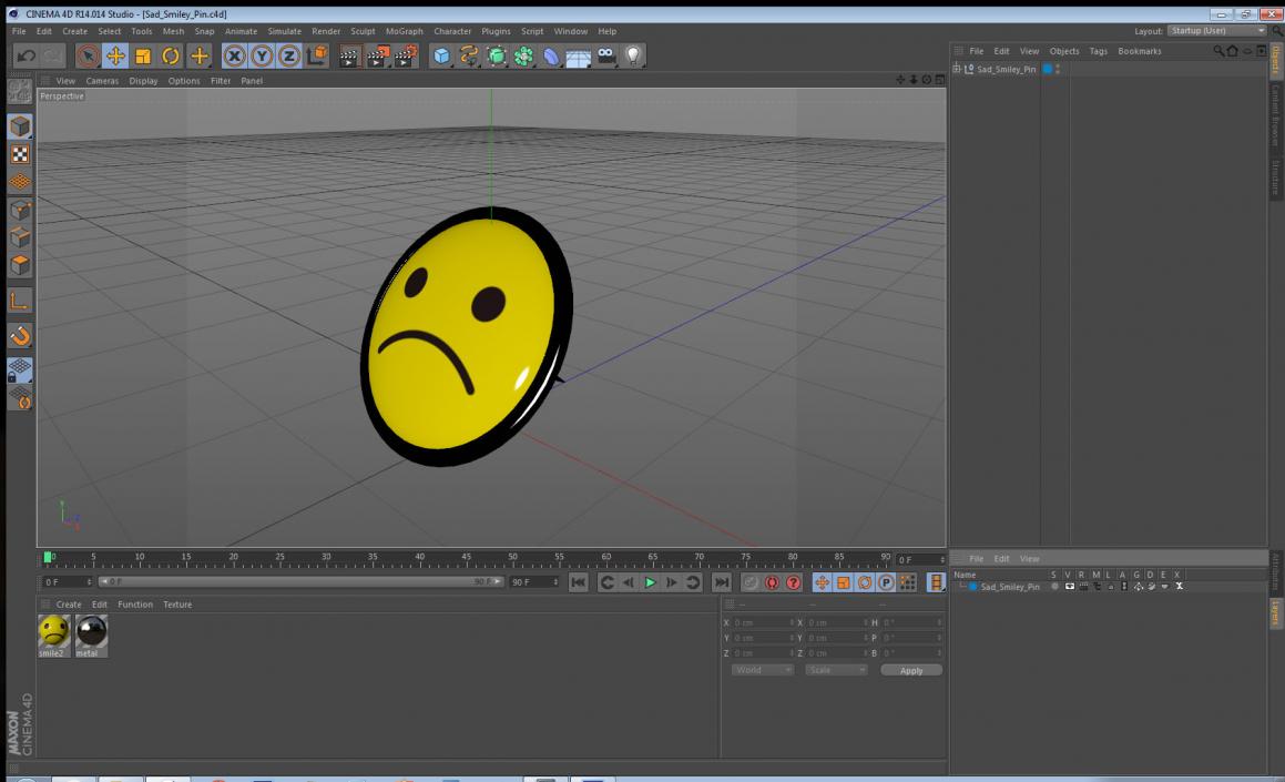 Sad Smiley Pin 3D model