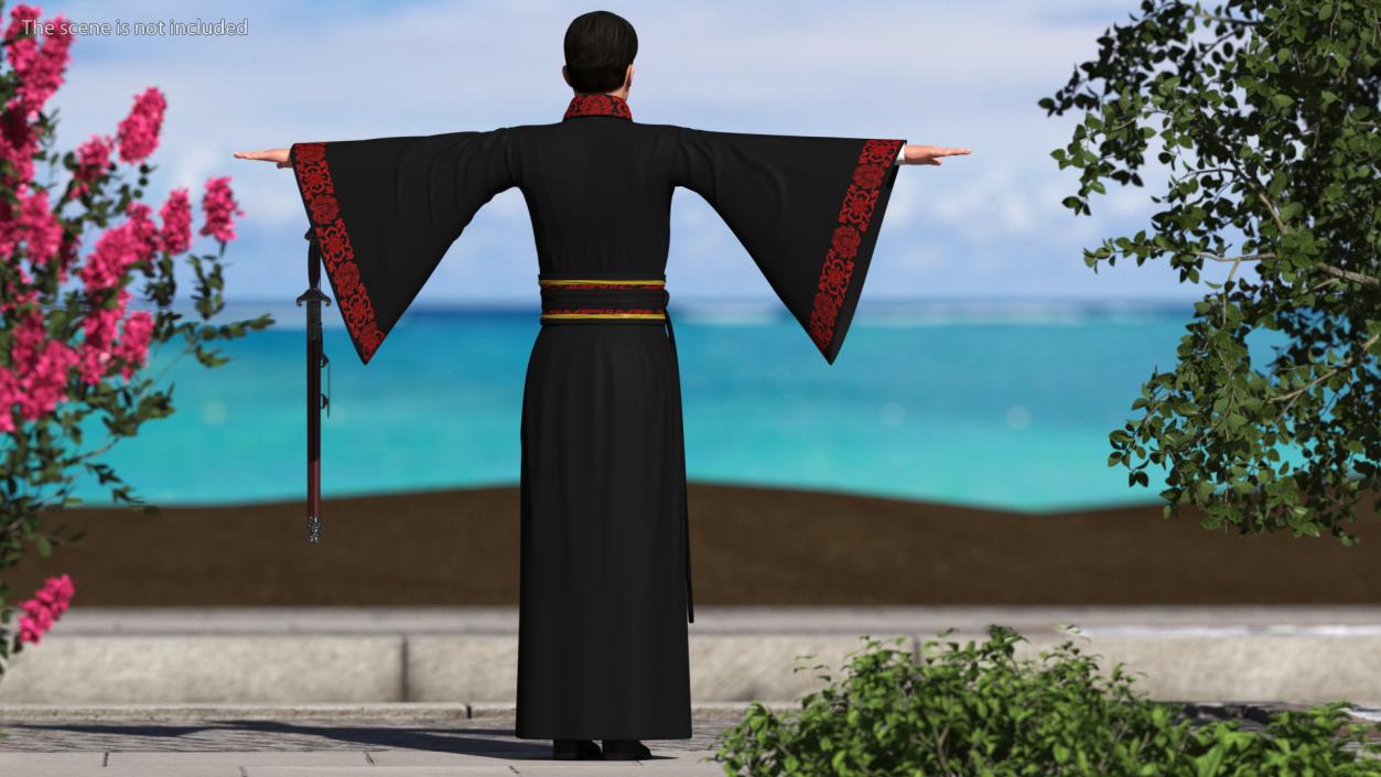 Chinese Young Man Traditional Style T-pose 3D