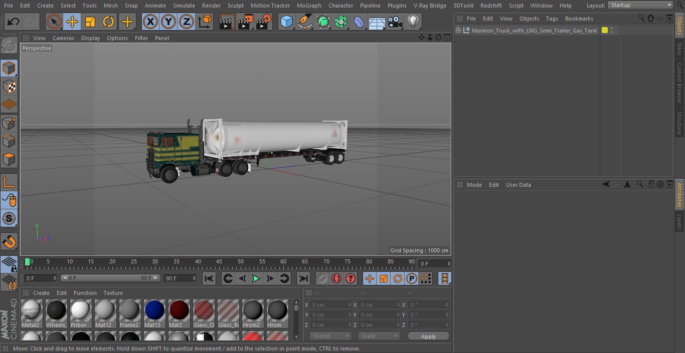 3D Marmon Truck with LNG Semi Trailer Gas Tank model