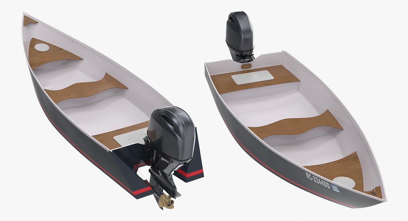 3D model Motorboat with Outboard Engine